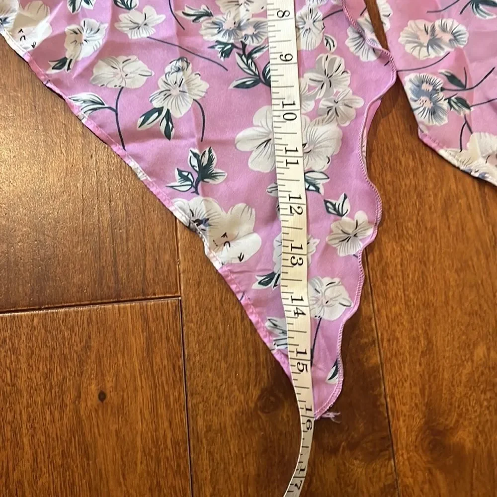 NEW Hair Scrunchies Purple Floral with Long tails